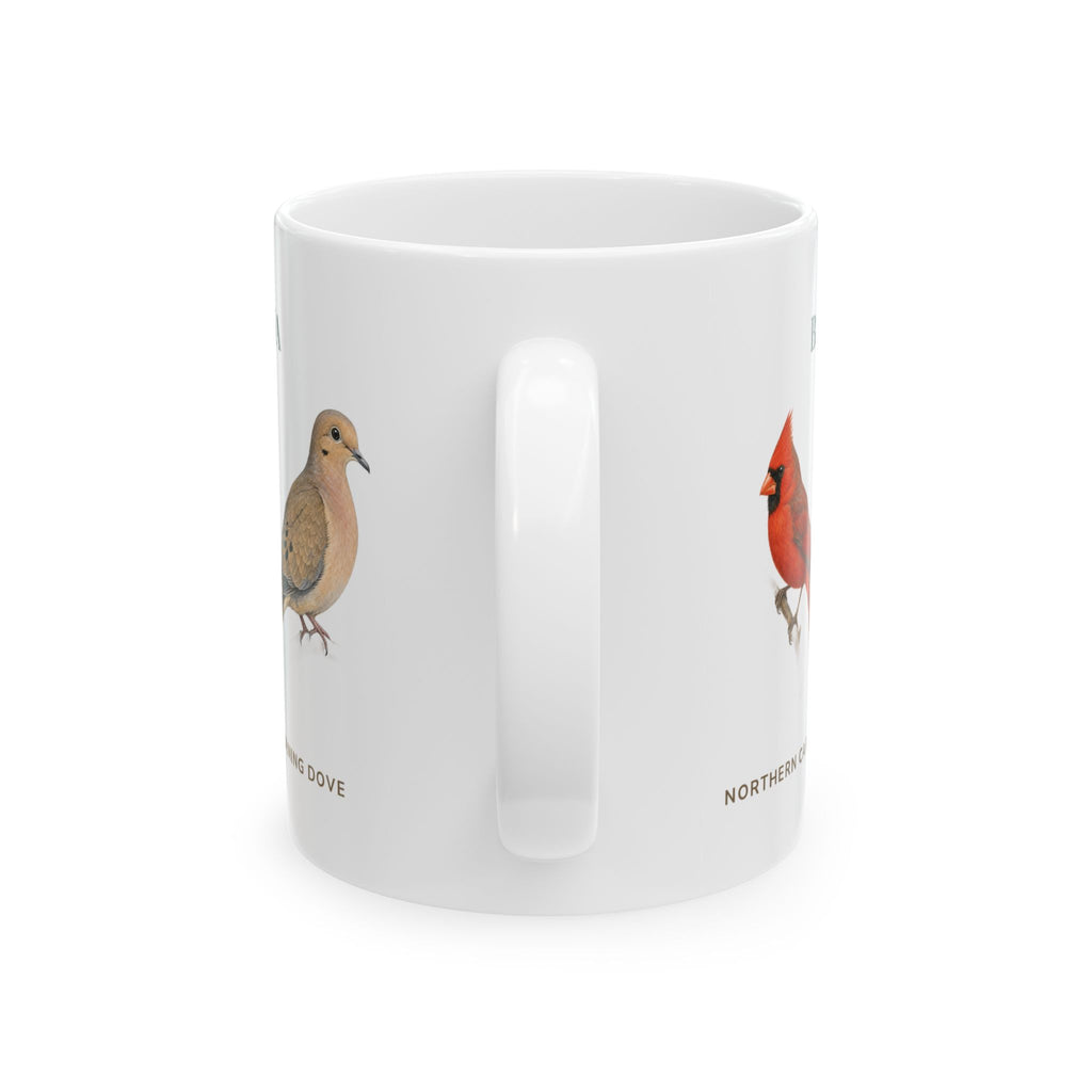 Backyard Birds of West Virginia mug, handle view