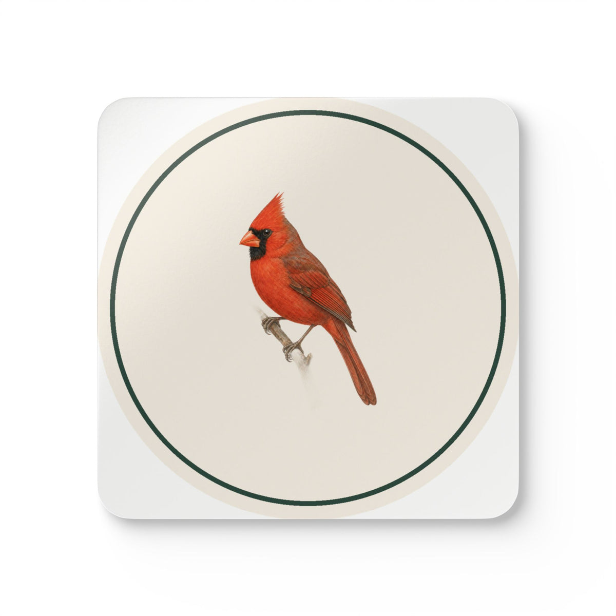 Northern Cardinal Coaster Set of 4 – Cork-Back Bird Coasters for Bird Lovers