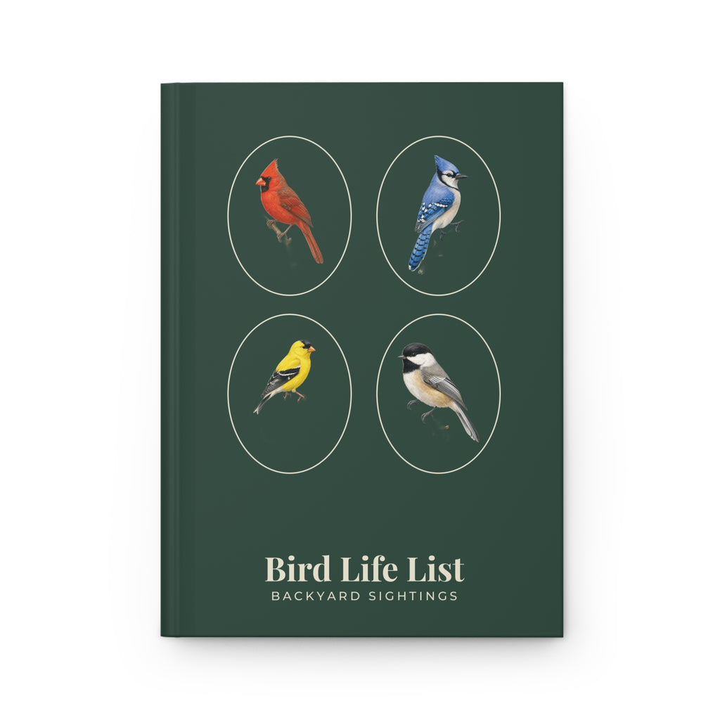 Personalized Bird Life List Journal – Hardcover Birdwatching Notebook with Cardinal, Blue Jay, Goldfinch & Chickadee