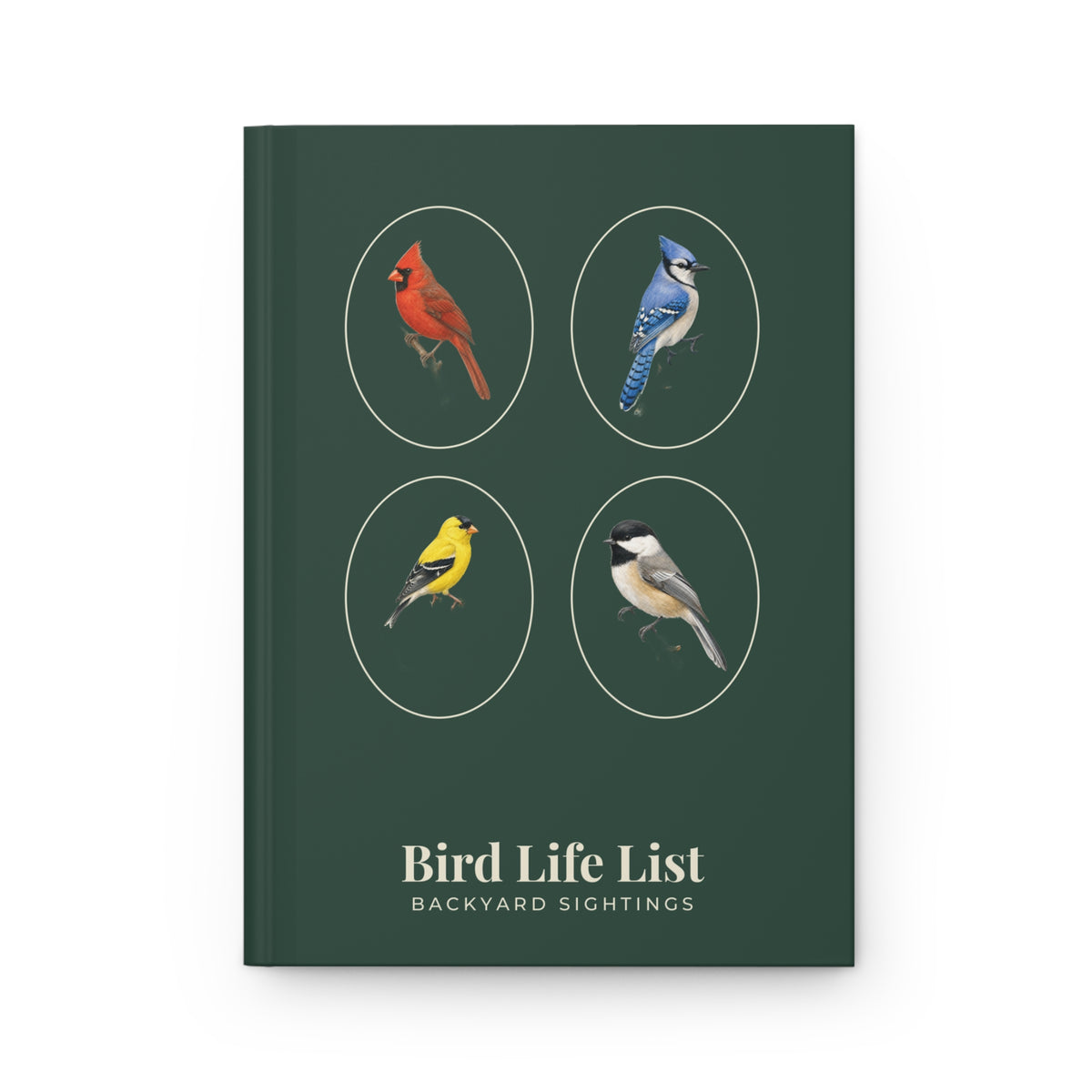 Personalized Bird Life List Journal – Hardcover Birdwatching Notebook with Cardinal, Blue Jay, Goldfinch & Chickadee