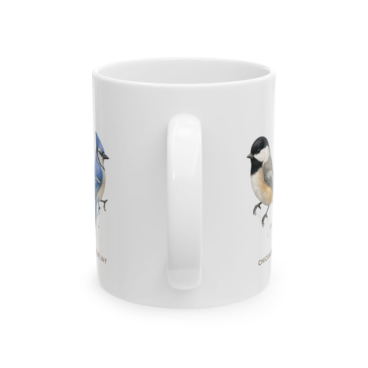 Backyard Birds of Minnesota Ceramic Mug – Goldfinch, Cardinal, Blue Jay & Chickadee Coffee Cup (11oz/15oz)