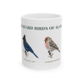 Backyard Birds of Alaska Mug — Labeled Chickadee, Steller's Jay, Common Redpoll & Red-breasted Nuthatch (11oz)