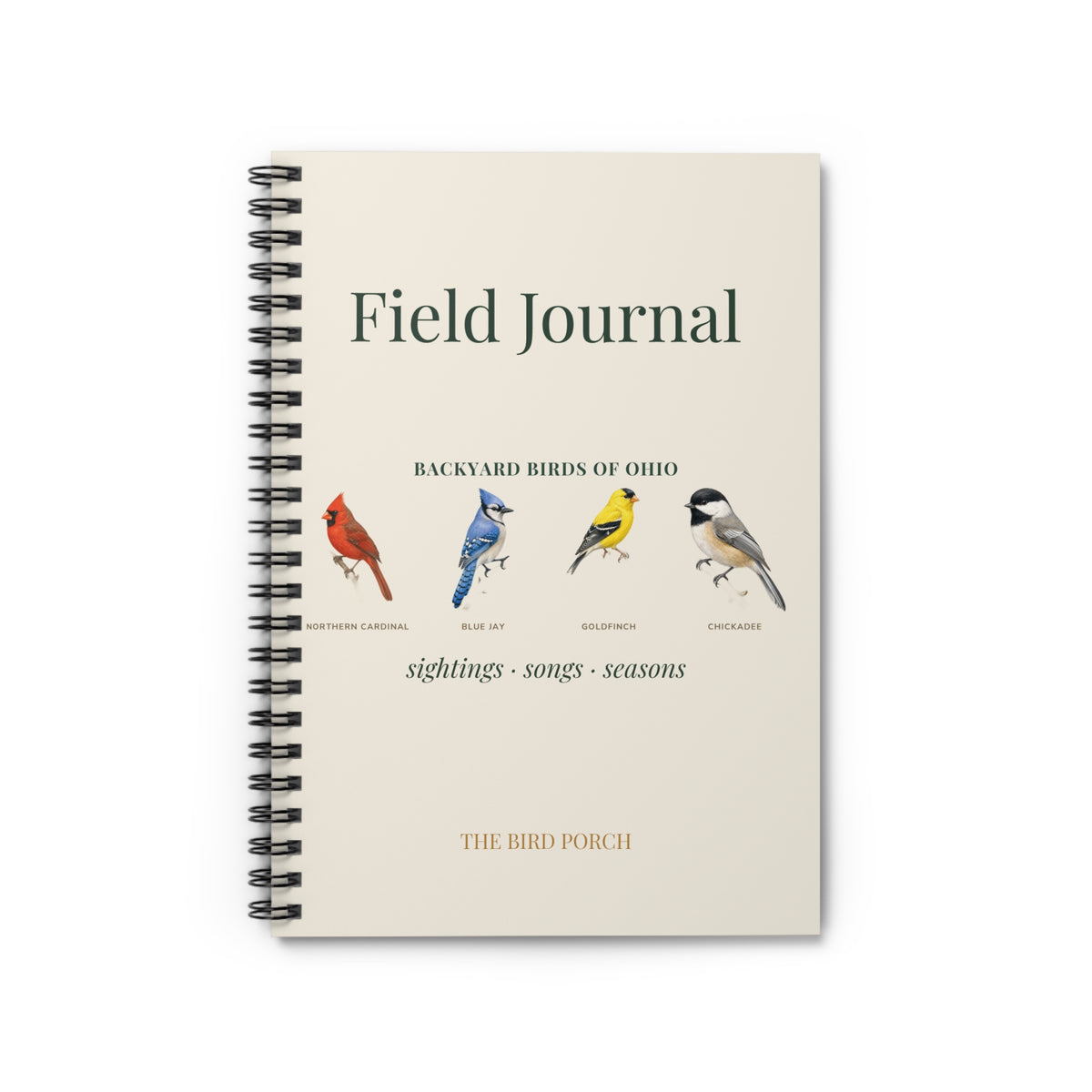 Field Journal Spiral Notebook – Backyard Birds of Ohio