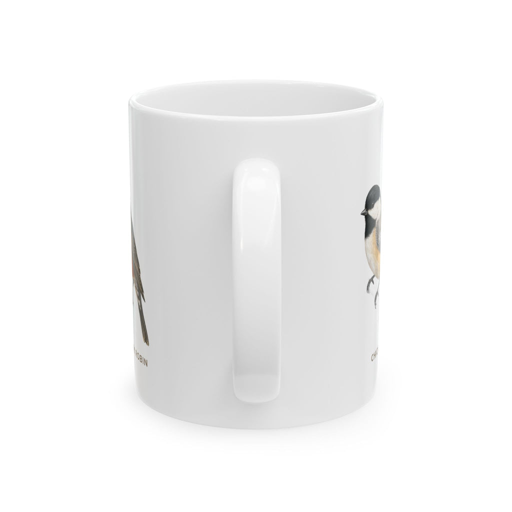 Backyard Birds of Oregon mug, handle view