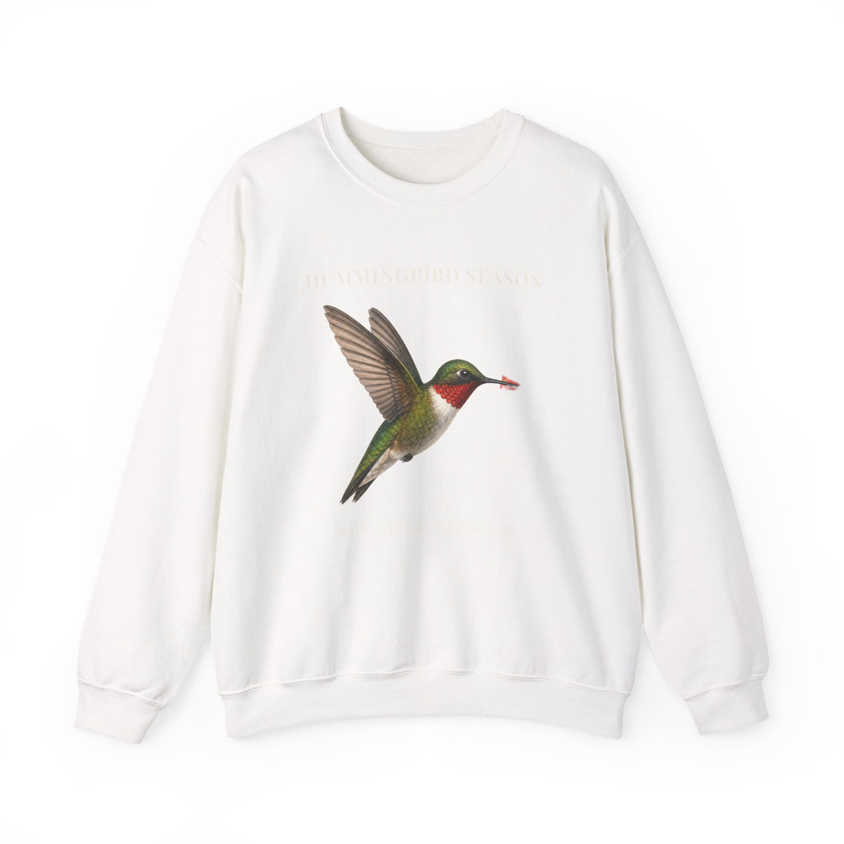 Hummingbird Crewneck Sweatshirt — Vintage Floral Bird Graphic