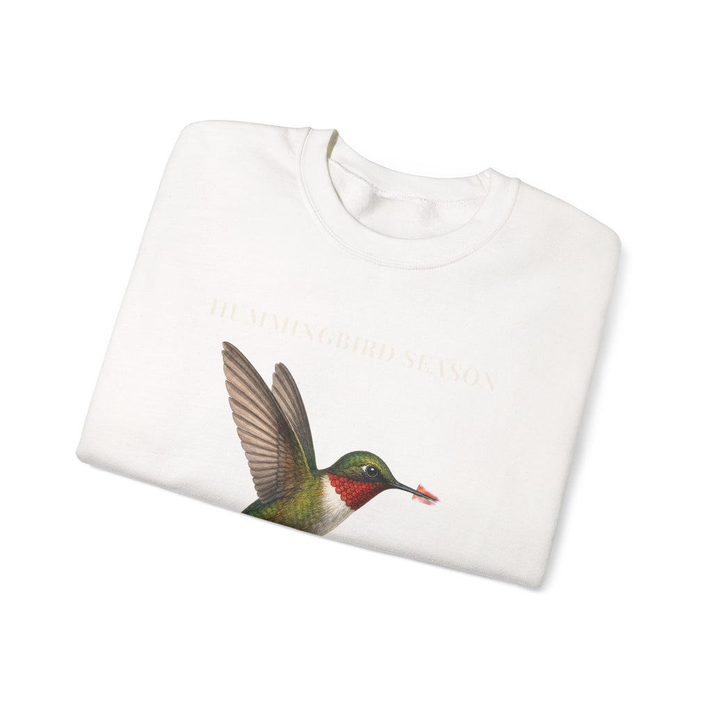 Hummingbird Crewneck Sweatshirt — Vintage Floral Bird Graphic