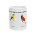 Backyard Birds of Minnesota Ceramic Mug – Goldfinch, Cardinal, Blue Jay & Chickadee Coffee Cup (11oz/15oz)