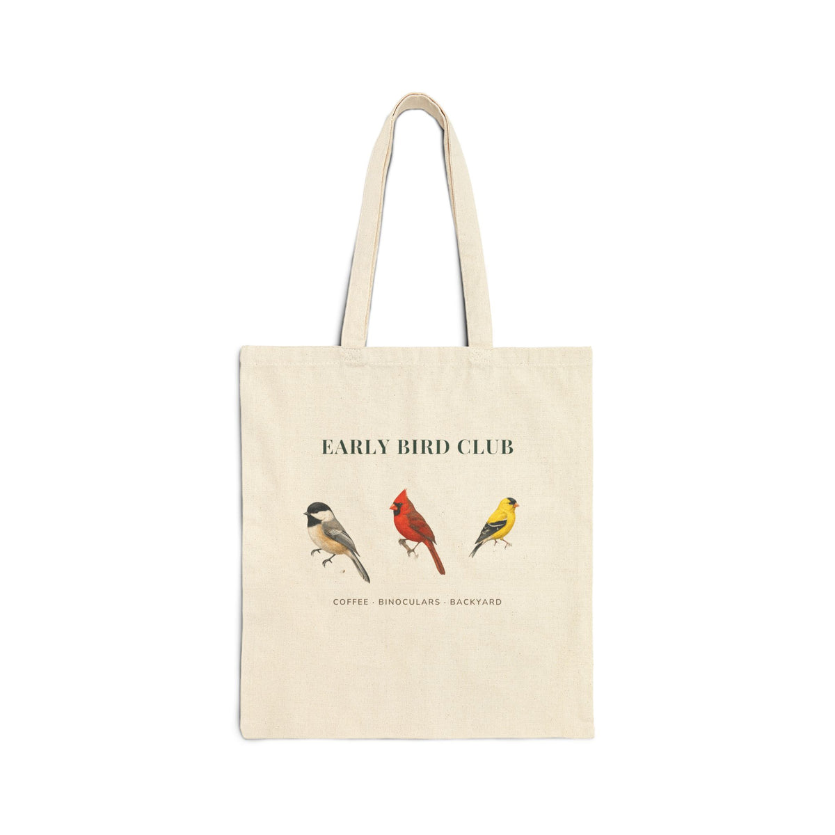 Early Bird Club Cotton Tote Bag — Vintage Bird Illustration Eco Shopper