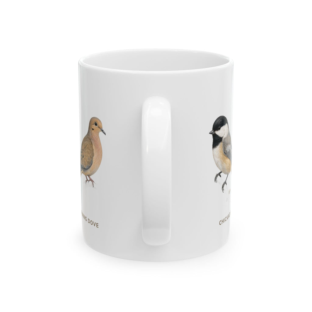 Backyard Birds of Vermont mug, handle view