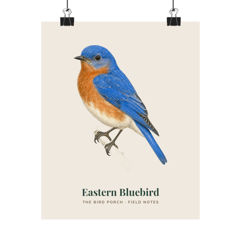 Eastern Bluebird matte art print in vintage field notes style