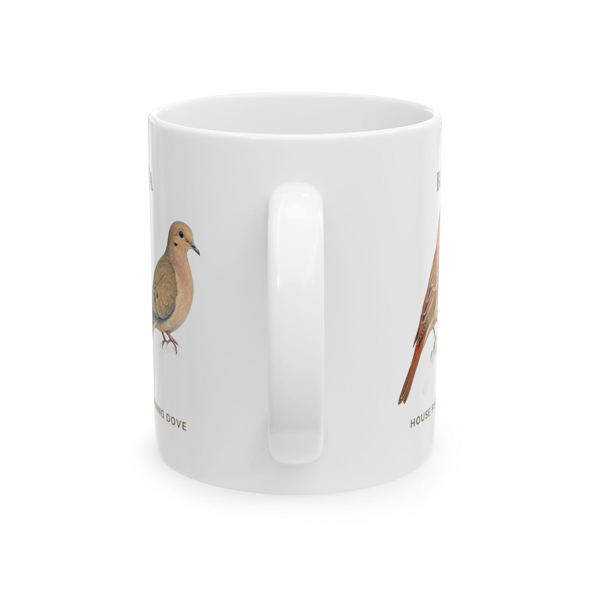 Backyard Birds of North Dakota mug, handle view