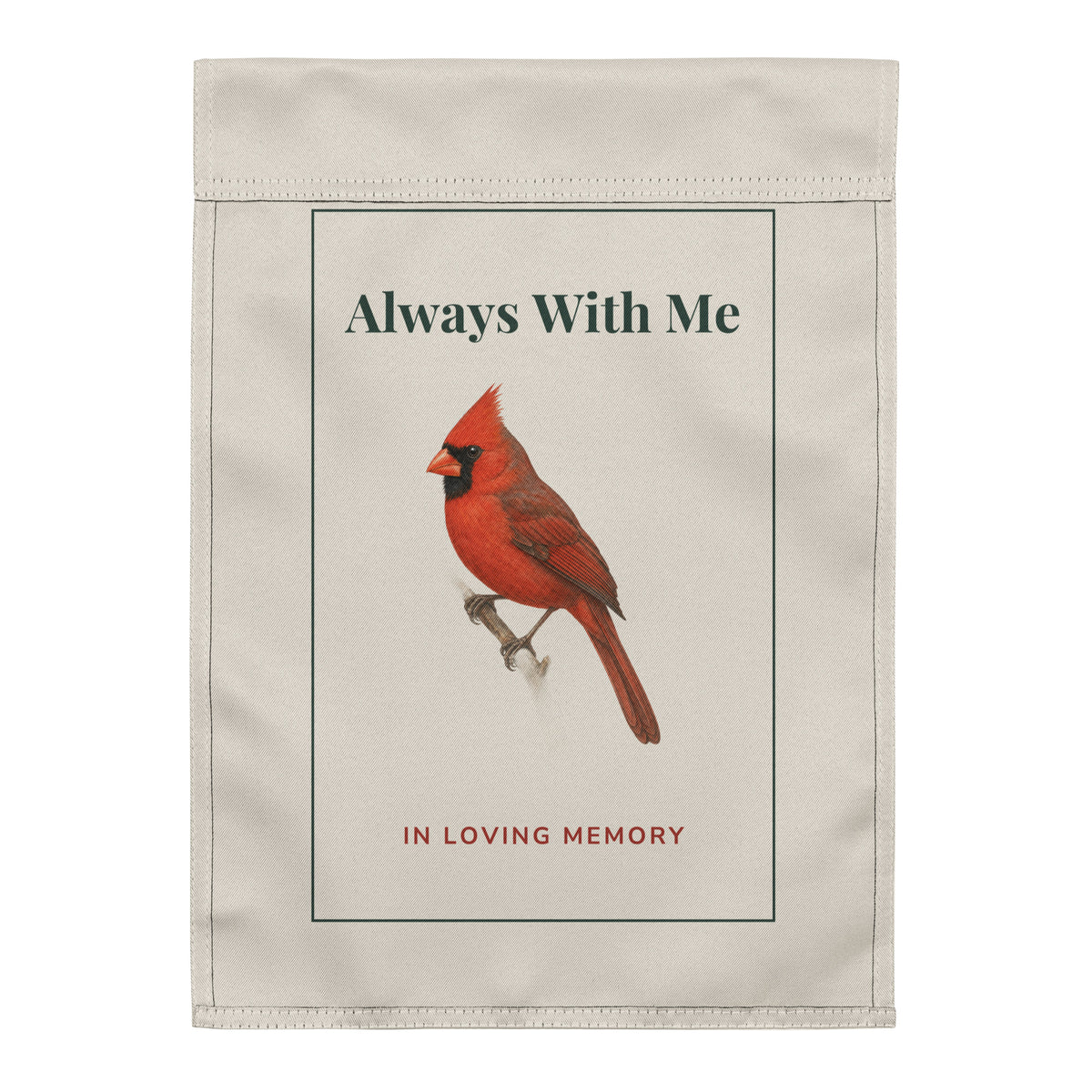 Cardinal memorial garden flag, back side printed with the same design