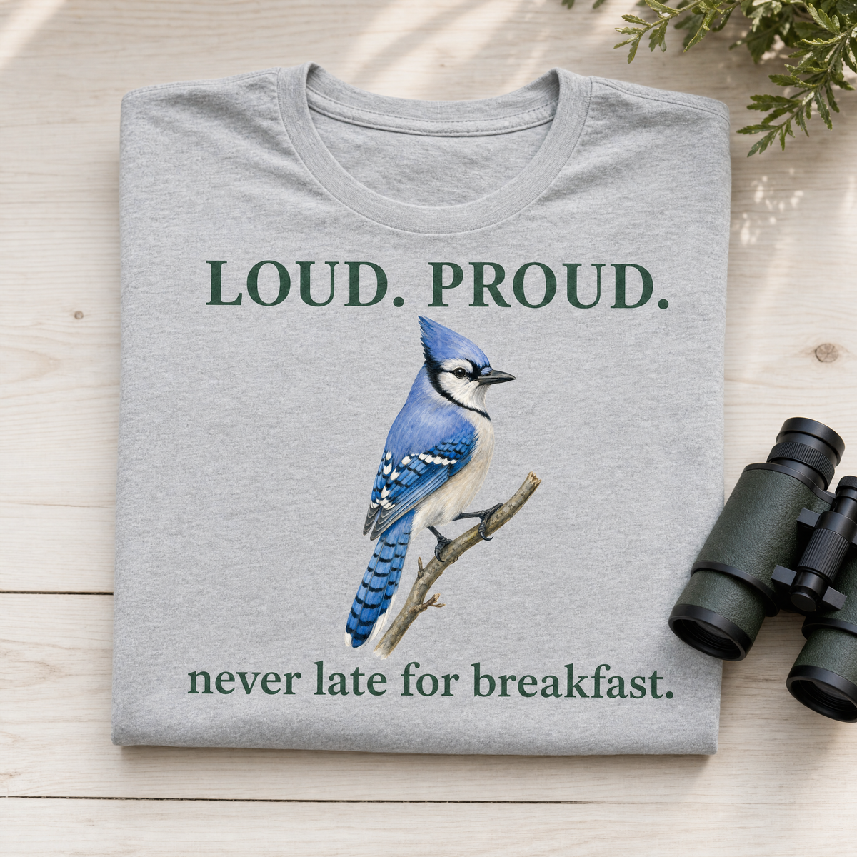 “Loud. Proud.” Blue Jay Tee – The Bird Porch